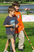 The boys play croquet