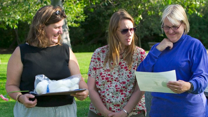 Lynne and Nancy admire Sherri's award