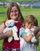 Rachel and Misha with their bears