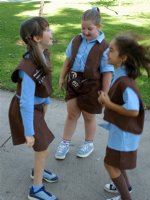 Caitlin, Rachel, and Crystal having a jumping contest