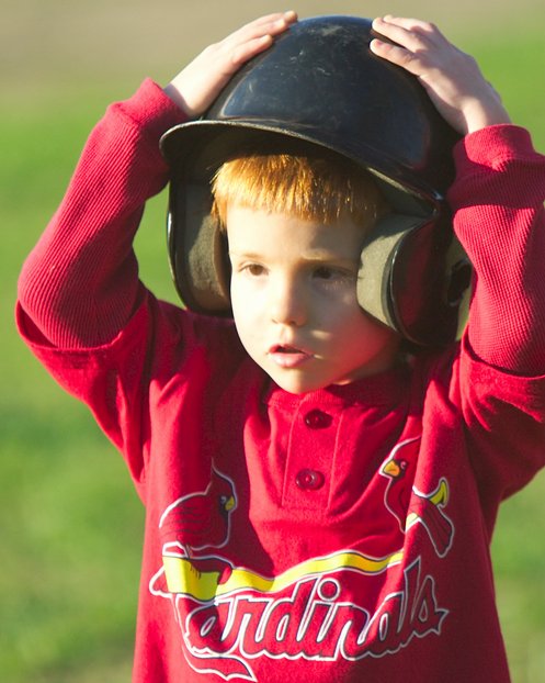 Dylan Holds His Helmet