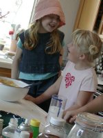 Charlotte and Sara in the kitchen