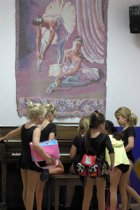 Warming up at the piano before the show