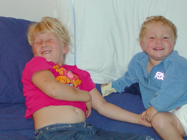 Sara and Timothy giggling