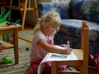 Sara making a poster