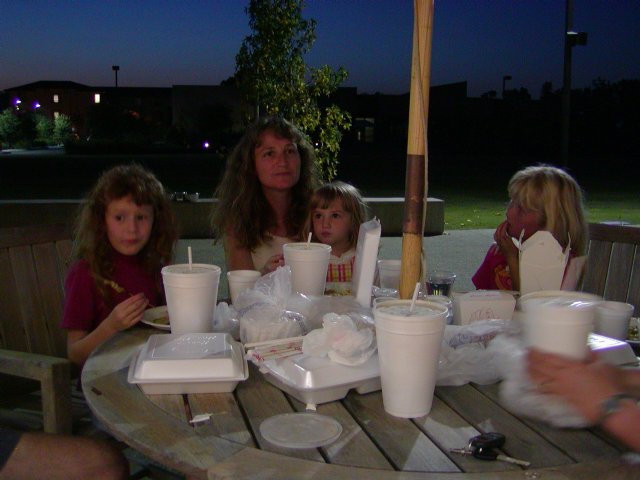 Picnic dinner with the Holcombs