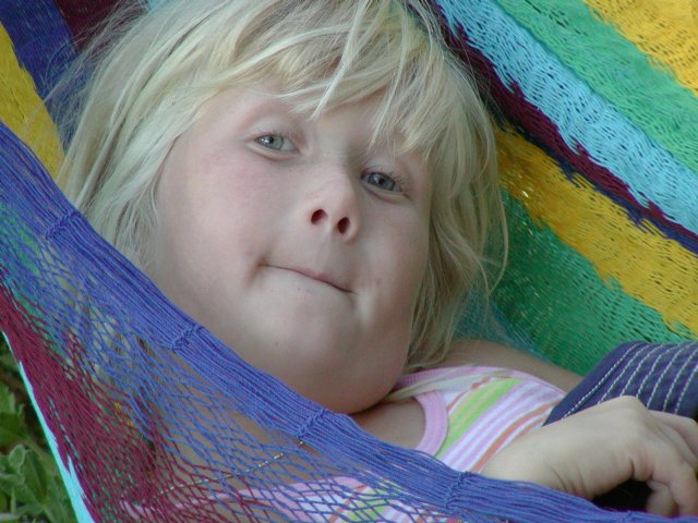 Sara mugs for the camera, I