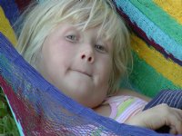 Sara mugs for the camera, I