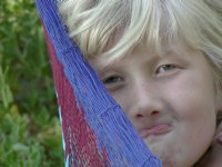 Sara mugs for the camera, V