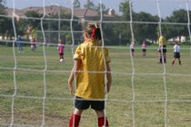 From behind the Eagle goal