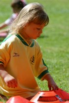 Raquel puts together the boundary markers