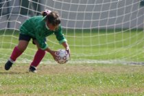 Vanessa makes a diving save