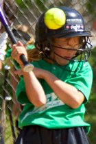 Jessica almost gets hit by the ball