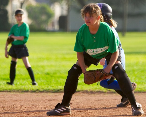 A Blue Devil steals second past Breanna