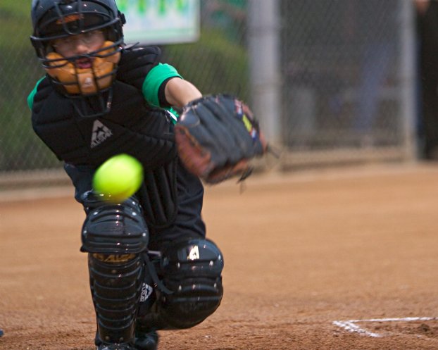 Jessica runs down a loose ball
