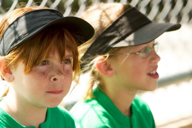 Kaitlyn and Jessica in the dugout