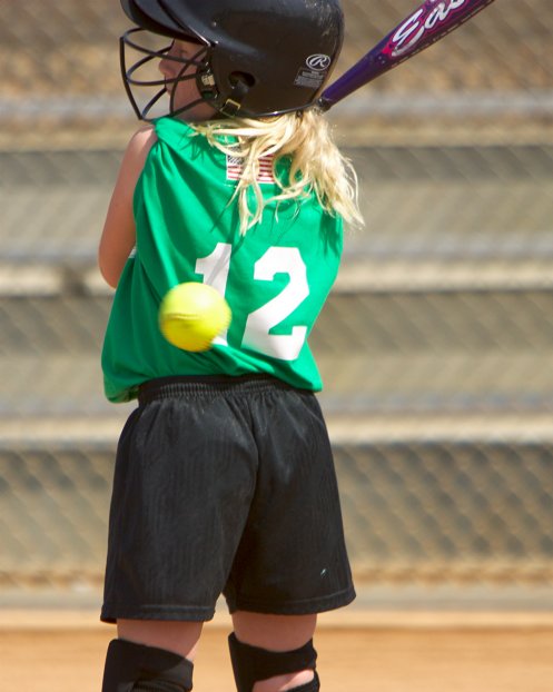 Sara takes a pitch far inside