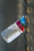 Water bottle in the backstop