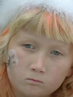 Sara with Face Paint and Orange Hair