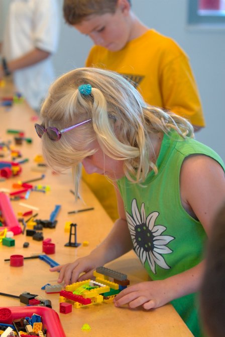 Sara making a racecar