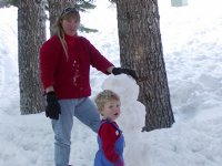 Diana and Timothy make a snowman
