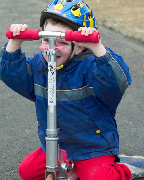 Aaron shows off his scooter