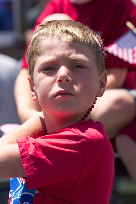 Timothy with Mardi Gras beads