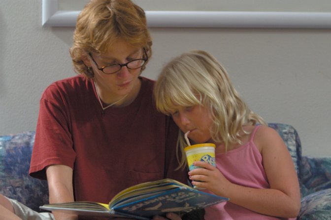Stephanie and Sara reading