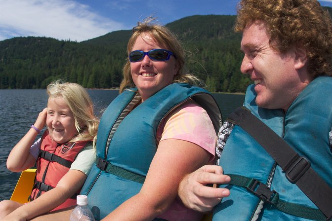 Sara, Diana and I on a pedalboat