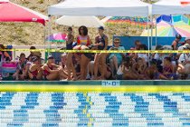 View across the pool to the Dolphins pavilions