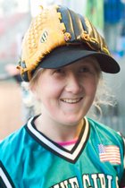 Sara being silly in the dugout