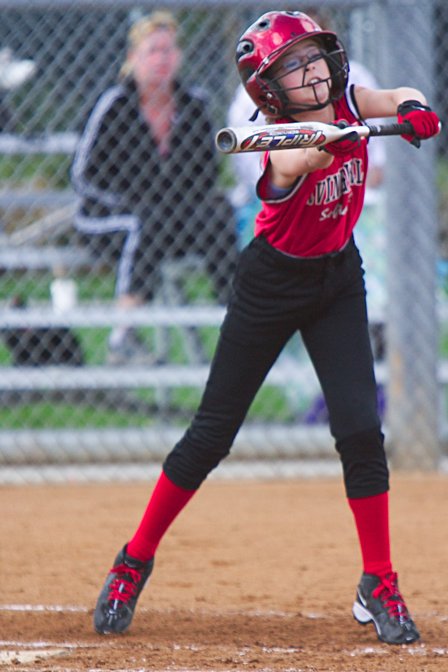 Megan Reaches For The Bunt