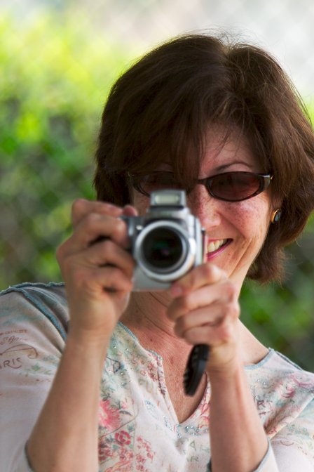 Gloria with her new camera