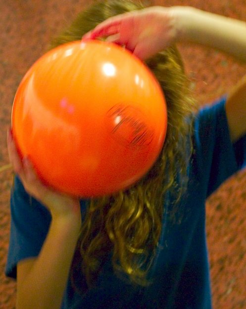 The girl with the bowling ball head