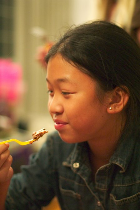 Christy Eating Chocolate Cheesecake