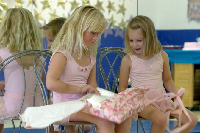 Sara opening Rae's (and Tobin's) present