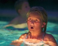 Sara in the hot pool