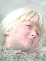 Sara, buried in sand