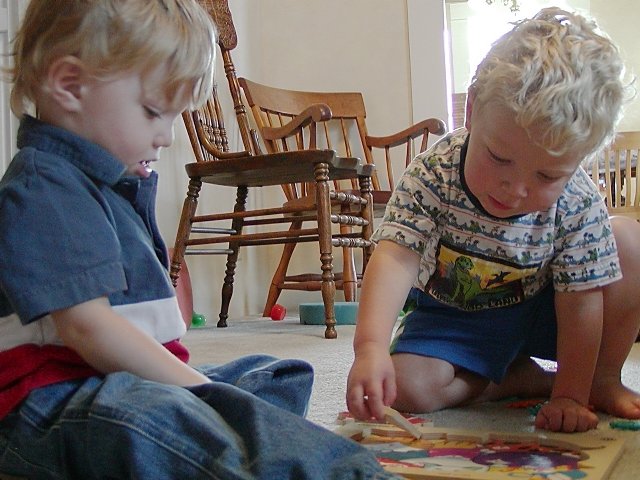 Aaron and Timothy do puzzles