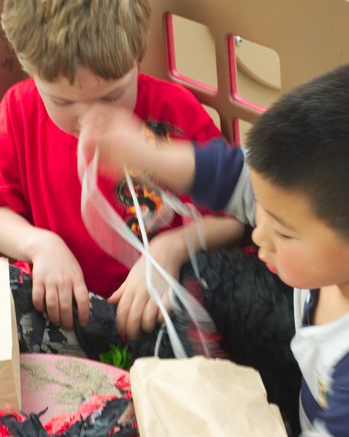 Timothy and Hanlin take apart the pinata