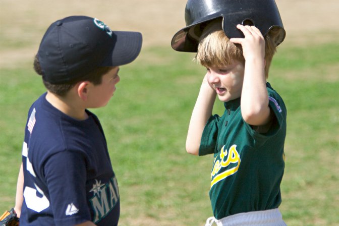Noah and an A's runner