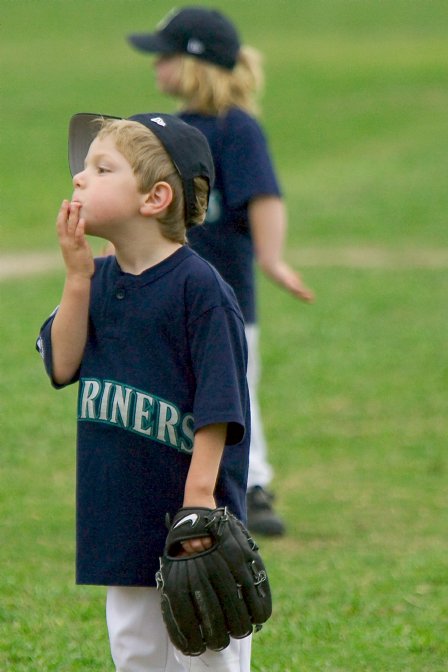 Timothy makes a face from the pitcher's mound