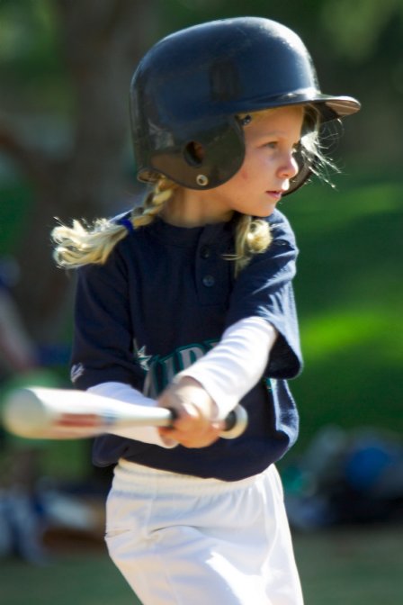 Kiley follows through on a swing