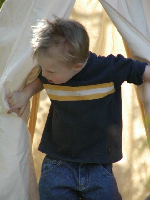 Drake leaving the teepee