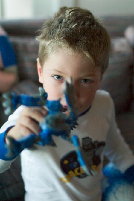 Timothy shows off his ice dragon