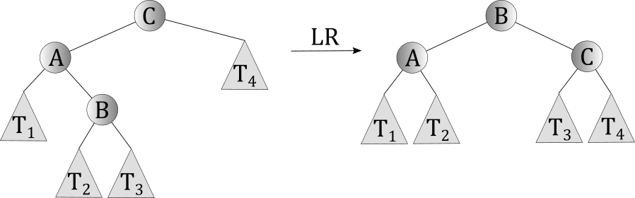 LR rotation in an AVL tree
