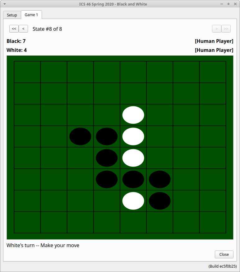 Screenshot of Othello UI During Game